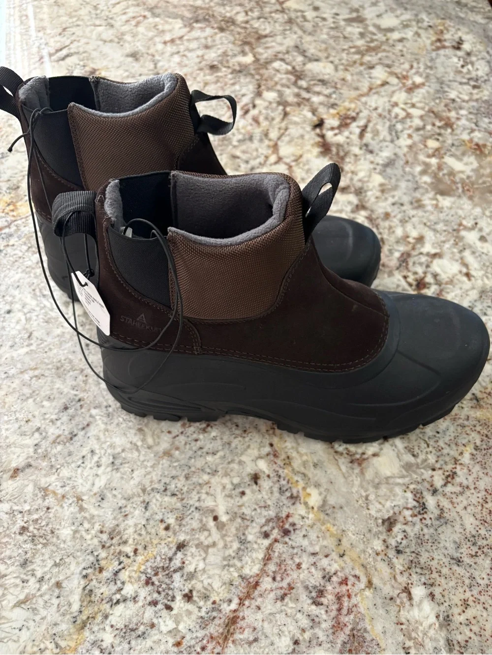 Men's Waterproof Brown and Black Winter Rain & Snow Boots
